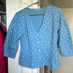 Madewell Polka Dot 3/4 Length Button Up Shirt